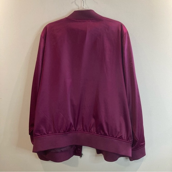 TORRID Sz  3 Embroidered Satin Finish Oversized Ribbed Hem & Cuffs Bomber Jacket - Picture 13 of 15